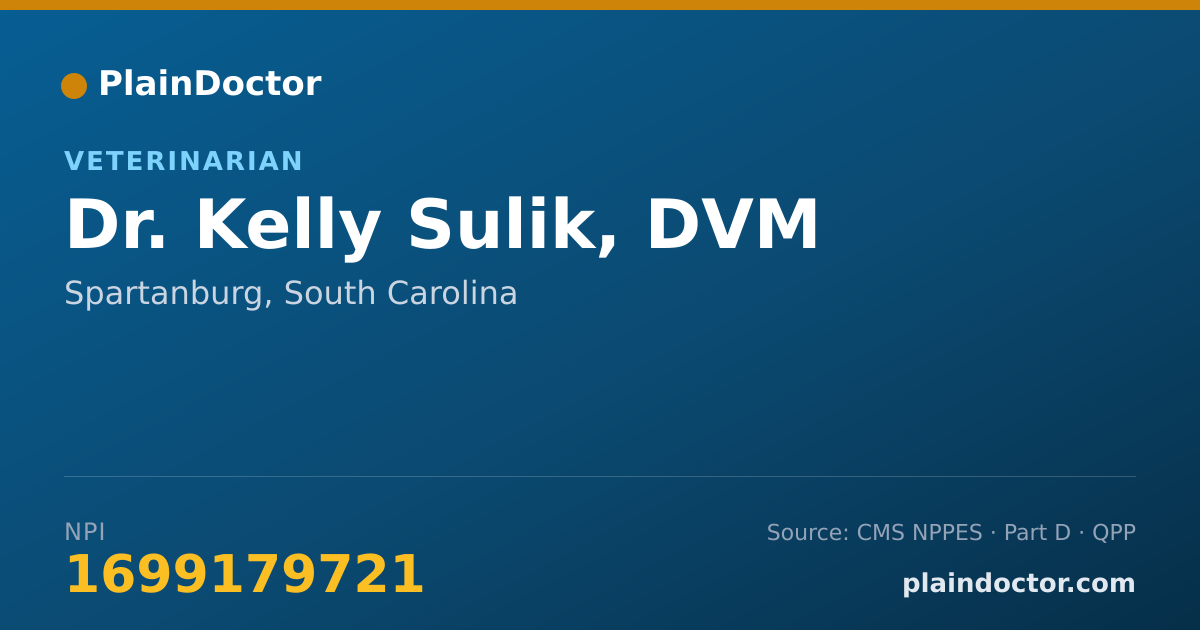 Shareable card for Kelly Sulik, DVM - Veterinarian, Spartanburg, SC
