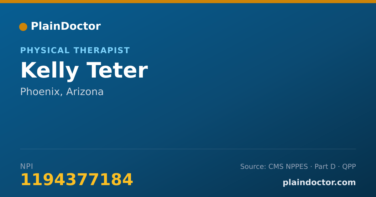 Shareable card for Kelly Teter - Physical Therapist, Phoenix, AZ