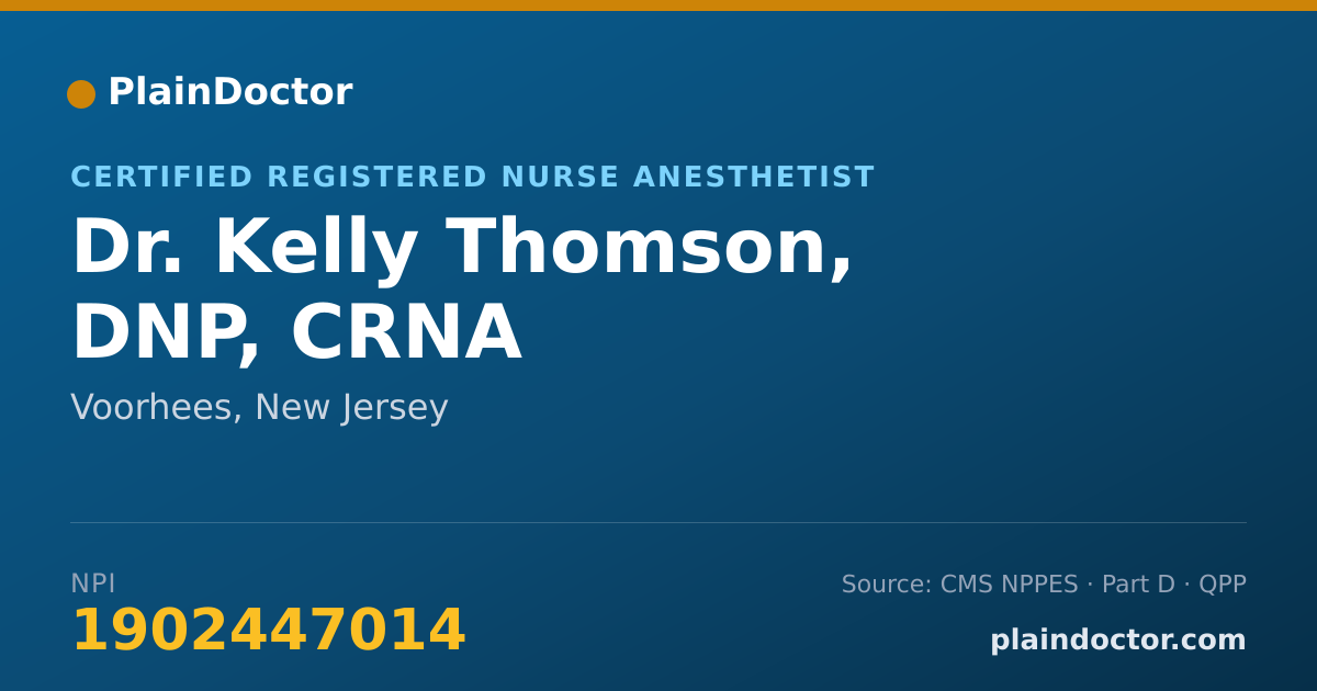 Shareable card for Kelly Thomson, DNP, CRNA - Certified Registered Nurse Anesthetist, Voorhees, NJ