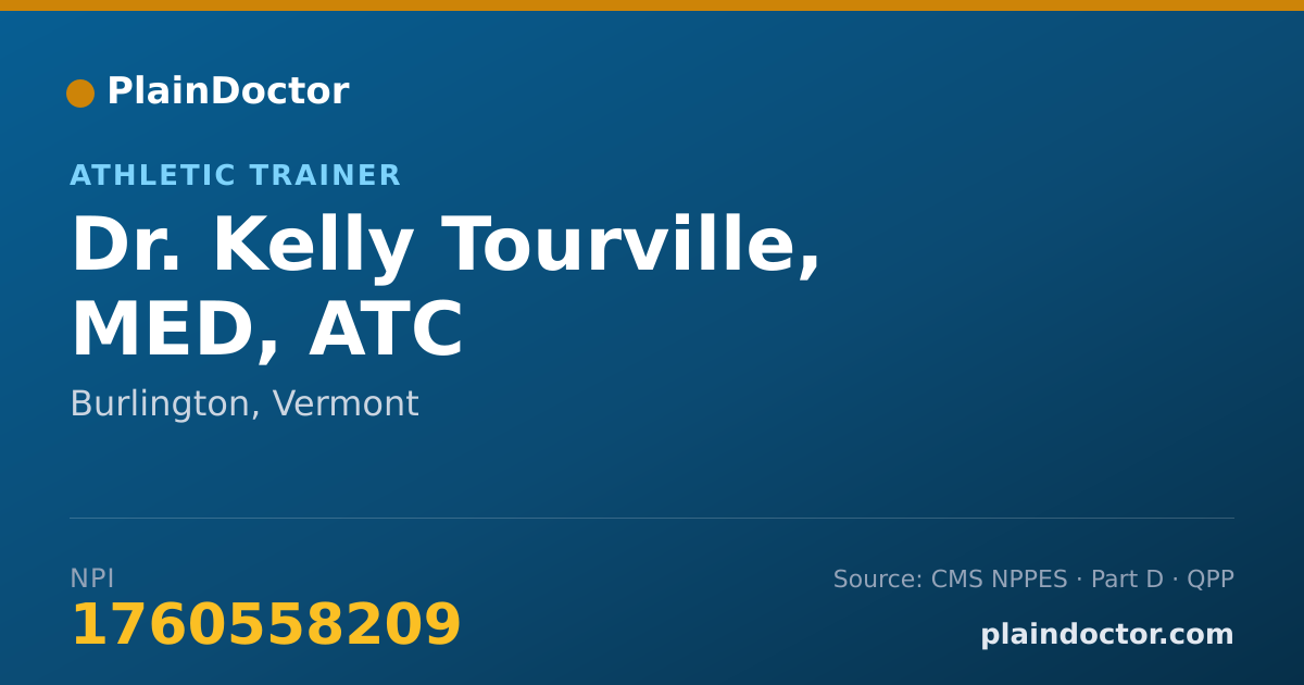 Shareable card for Kelly Tourville, MED, ATC - Athletic Trainer, Burlington, VT