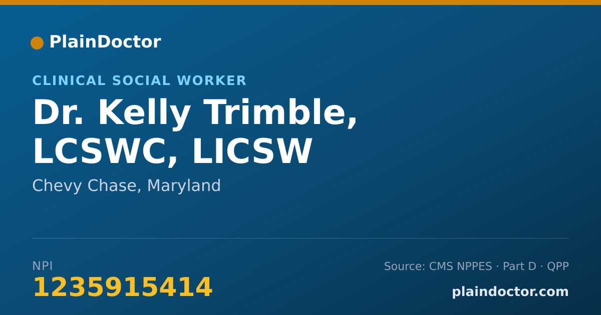 Shareable card for Kelly Trimble, LCSWC, LICSW - Clinical Social Worker, Chevy Chase, MD