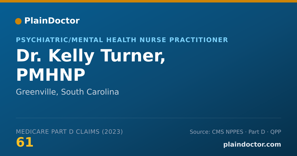 Shareable card for Kelly Turner, PMHNP - Psychiatric/Mental Health Nurse Practitioner, Greenville, SC