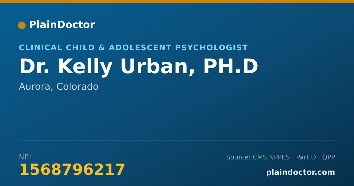Shareable card for Kelly Urban, PH.D - Clinical Child & Adolescent Psychologist, Aurora, CO