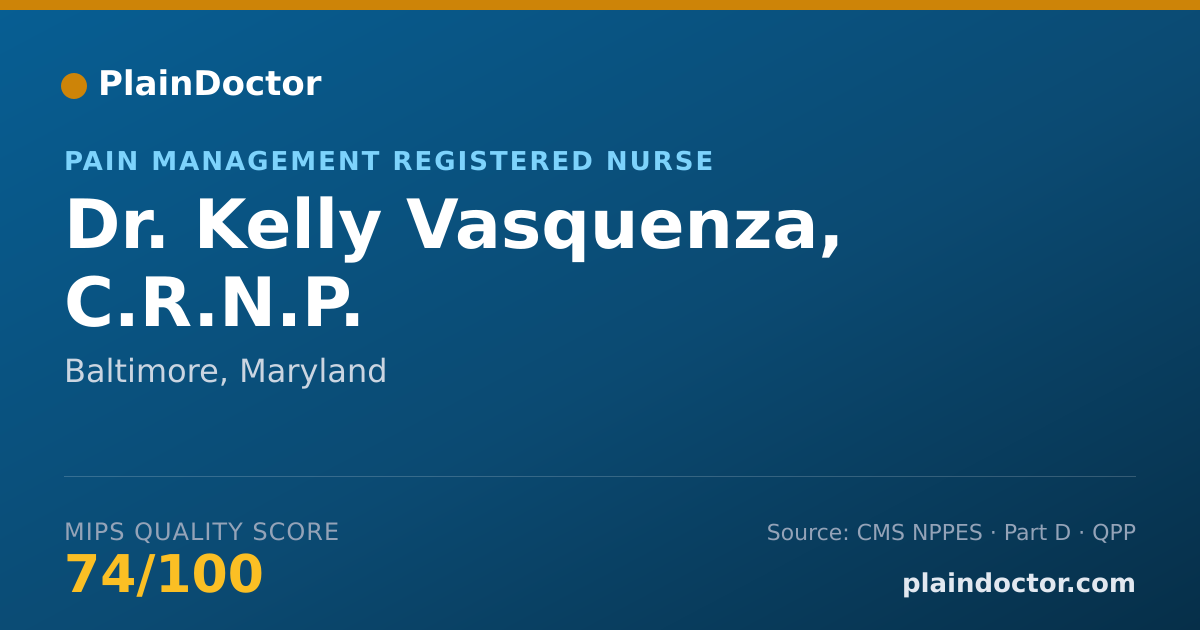 Shareable card for Kelly Vasquenza, C.R.N.P. - Pain Management Registered Nurse, Baltimore, MD