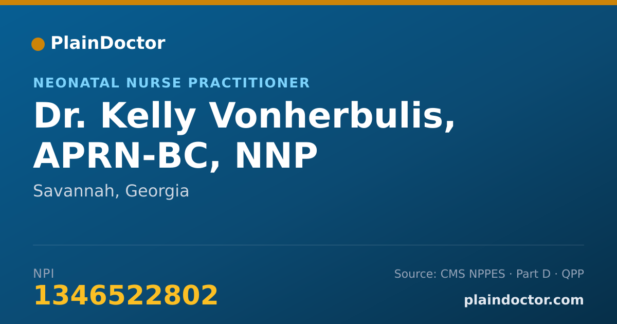 Shareable card for Kelly Vonherbulis, APRN-BC, NNP - Neonatal Nurse Practitioner, Savannah, GA