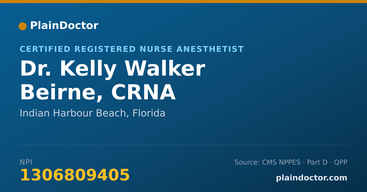 Shareable card for Kelly Walker Beirne, CRNA - Certified Registered Nurse Anesthetist, Indian Harbour Beach, FL