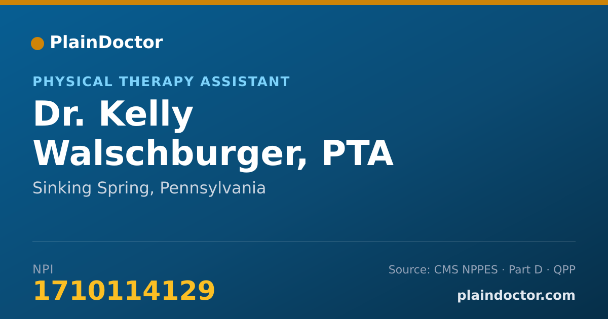Shareable card for Kelly Walschburger, PTA - Physical Therapy Assistant, Sinking Spring, PA