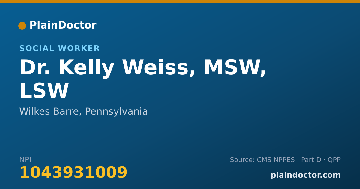 Shareable card for Kelly Weiss, MSW, LSW - Social Worker, Wilkes Barre, PA