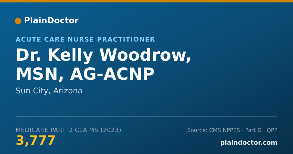 Shareable card for Kelly Woodrow, MSN, AG-ACNP - Acute Care Nurse Practitioner, Sun City, AZ