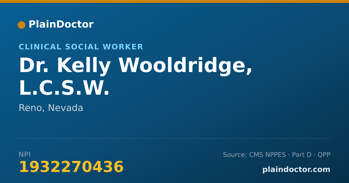 Shareable card for Kelly Wooldridge, L.C.S.W. - Clinical Social Worker, Reno, NV