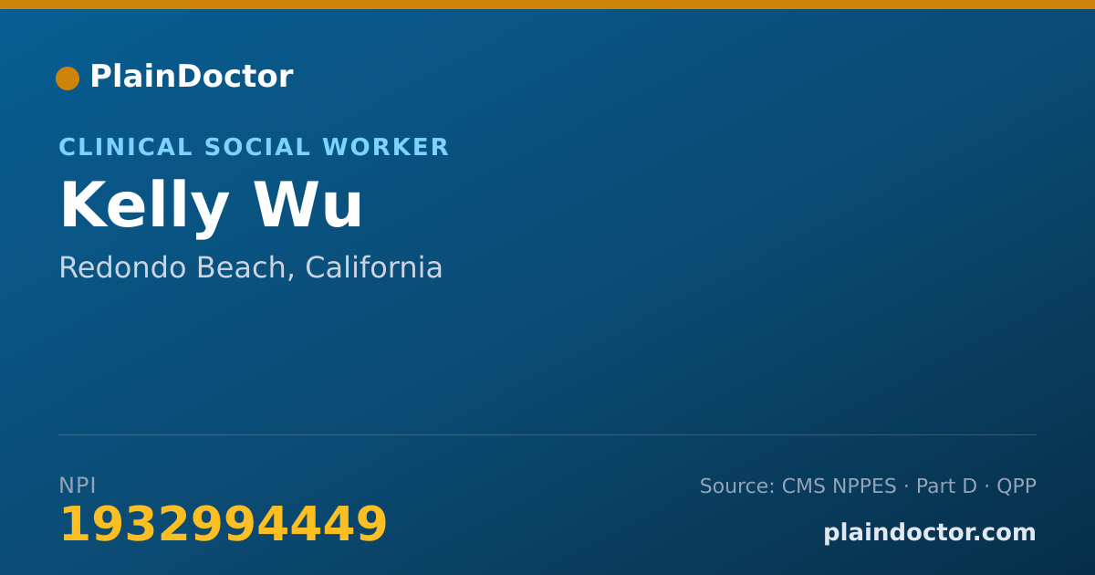 Shareable card for Kelly Wu - Clinical Social Worker, Redondo Beach, CA