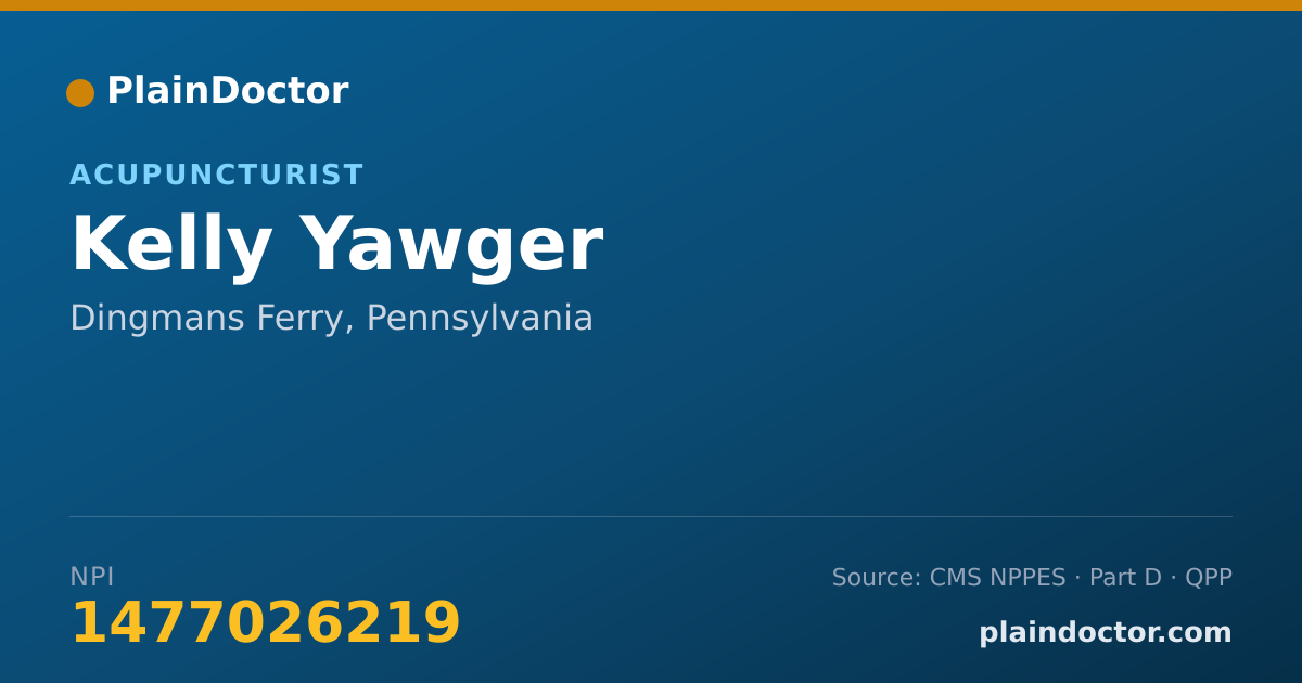 Shareable card for Kelly Yawger - Acupuncturist, Dingmans Ferry, PA