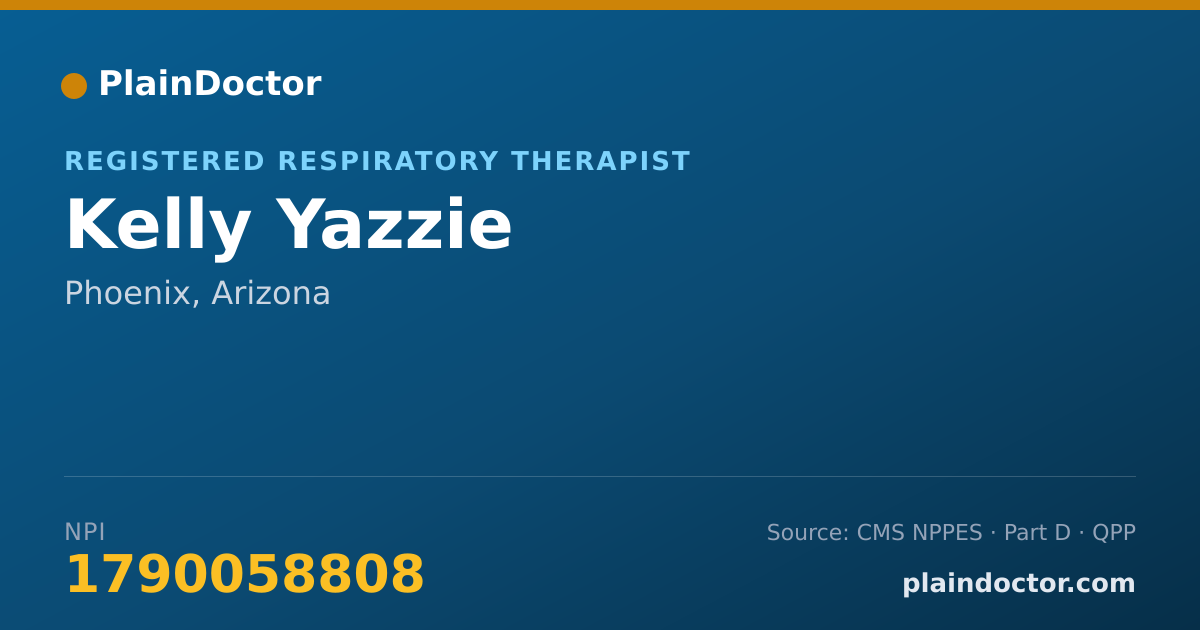 Shareable card for Kelly Yazzie - Registered Respiratory Therapist, Phoenix, AZ