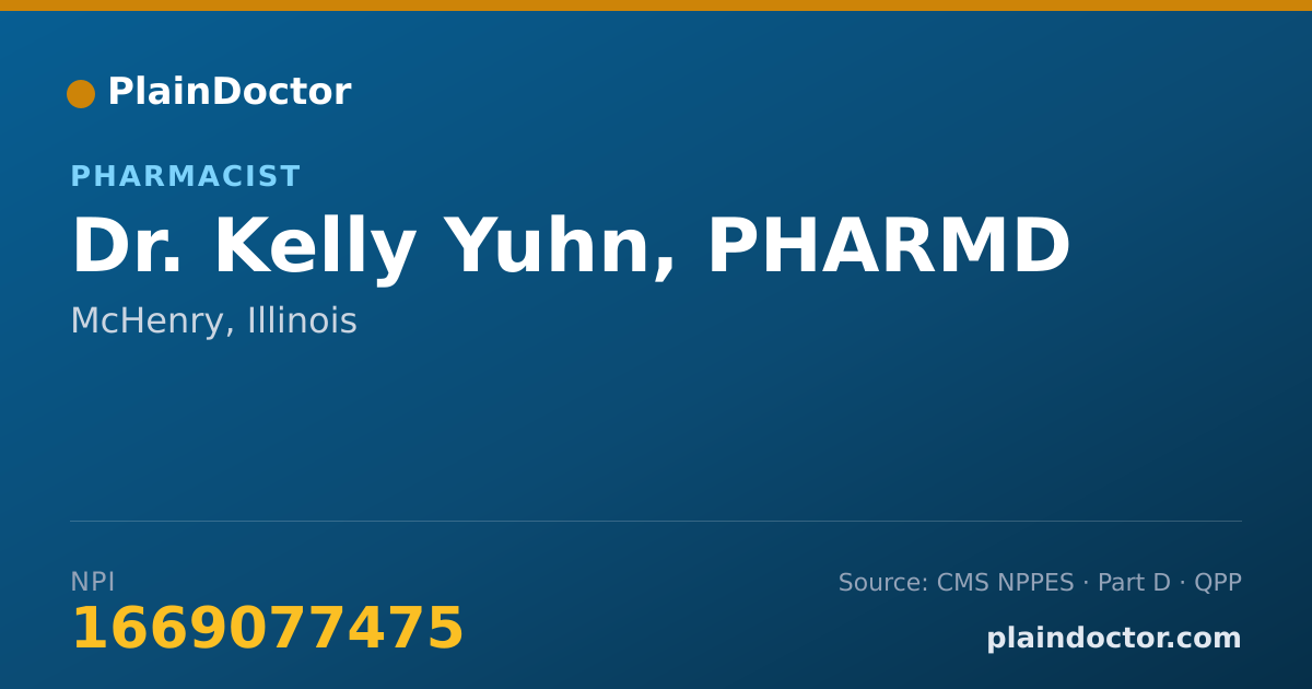Shareable card for Kelly Yuhn, PHARMD - Pharmacist, McHenry, IL