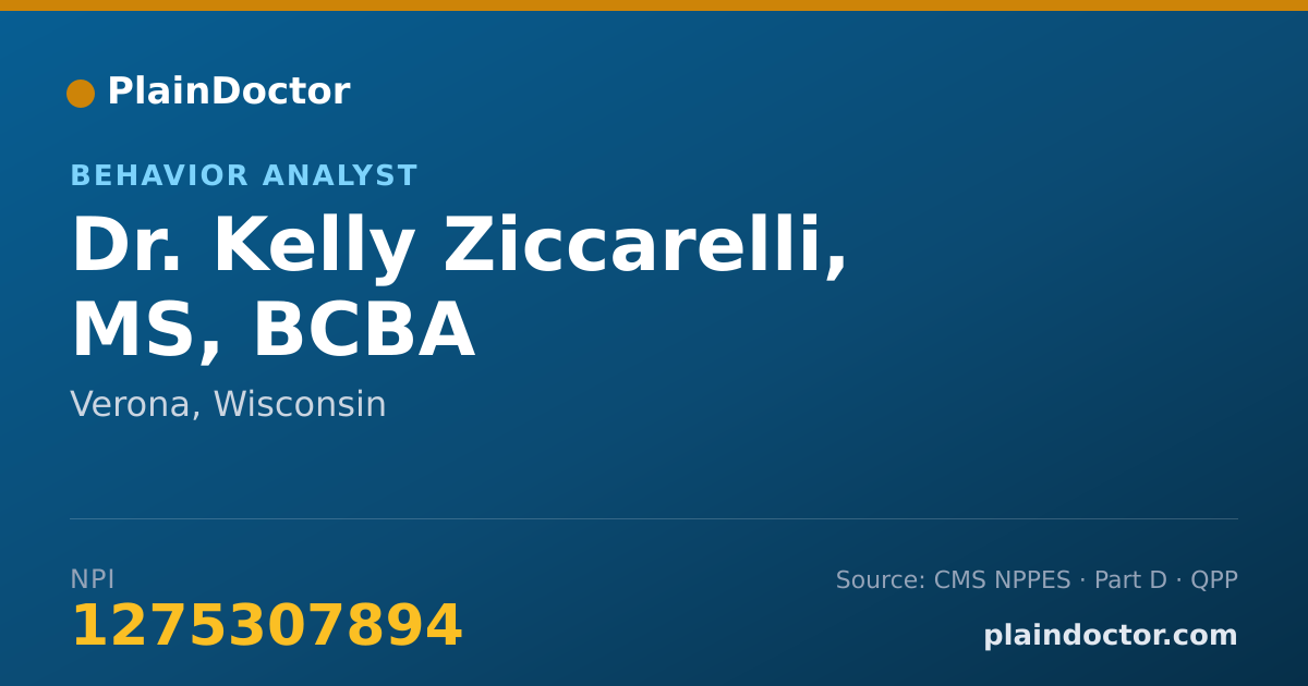 Shareable card for Kelly Ziccarelli, MS, BCBA - Behavior Analyst, Verona, WI