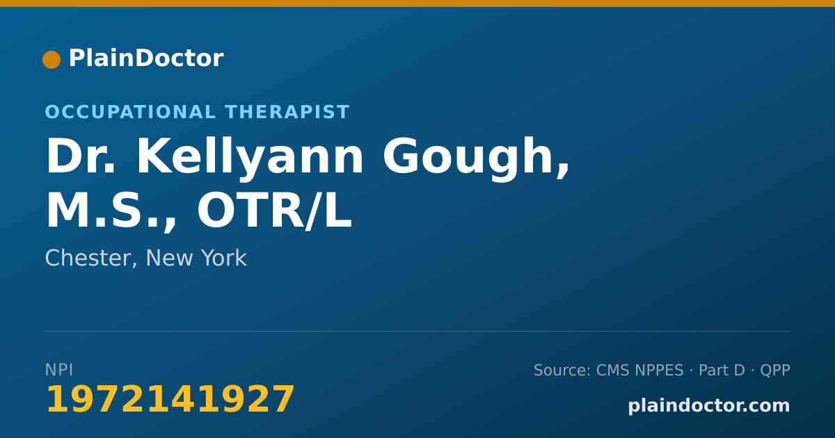 Shareable card for Kellyann Gough, M.S., OTR/L - Occupational Therapist, Chester, NY