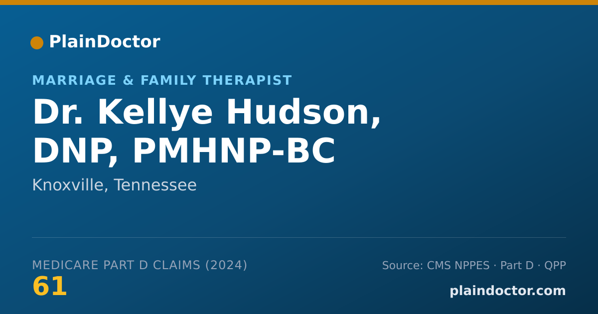 Shareable card for Kellye Hudson, DNP, PMHNP-BC - Marriage & Family Therapist, Knoxville, TN