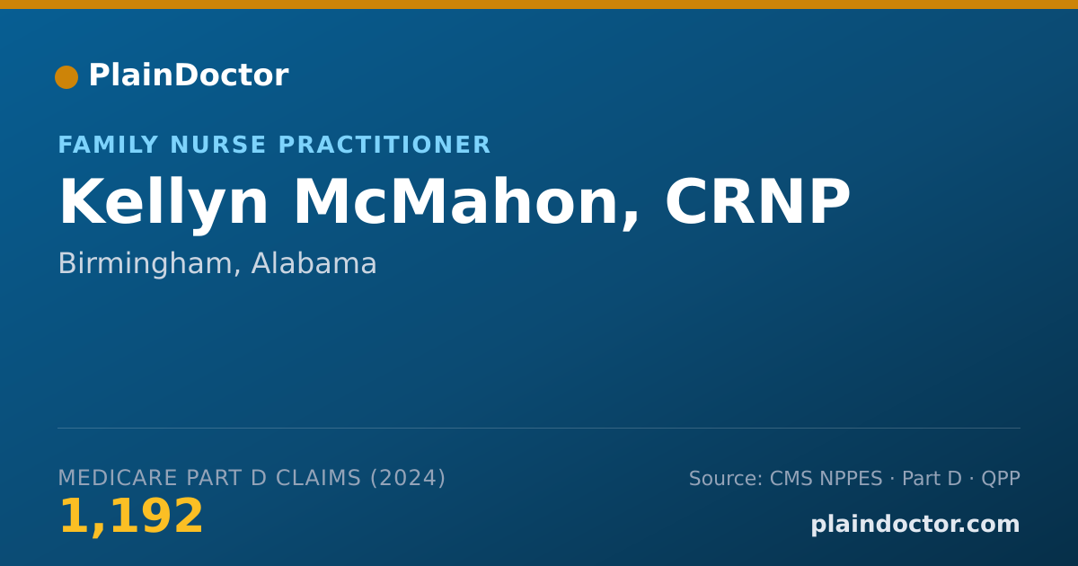 Shareable card for Kellyn McMahon, CRNP - Family Nurse Practitioner, Birmingham, AL