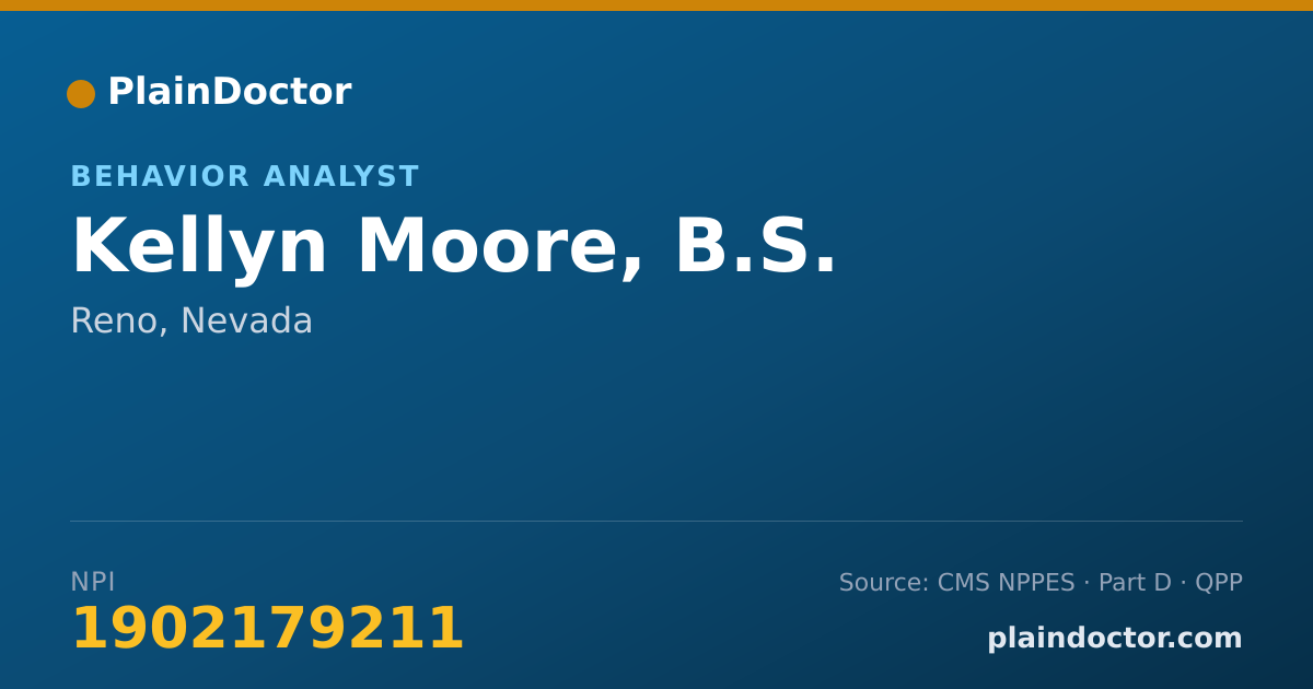 Shareable card for Kellyn Moore, B.S. - Behavior Analyst, Reno, NV