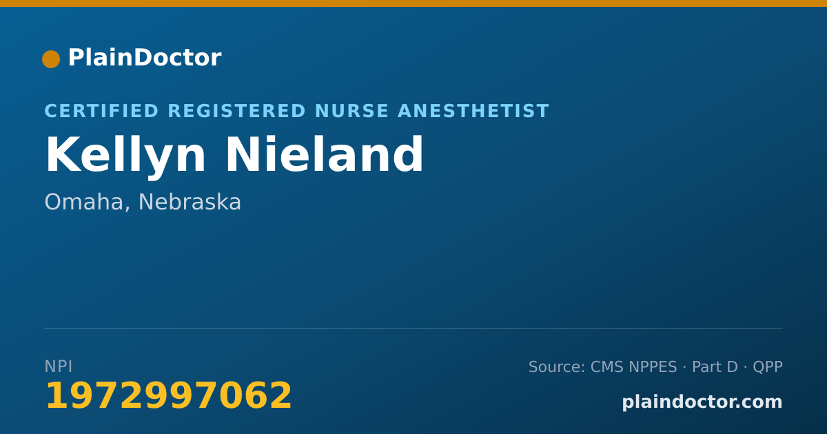 Shareable card for Kellyn Nieland - Certified Registered Nurse Anesthetist, Omaha, NE