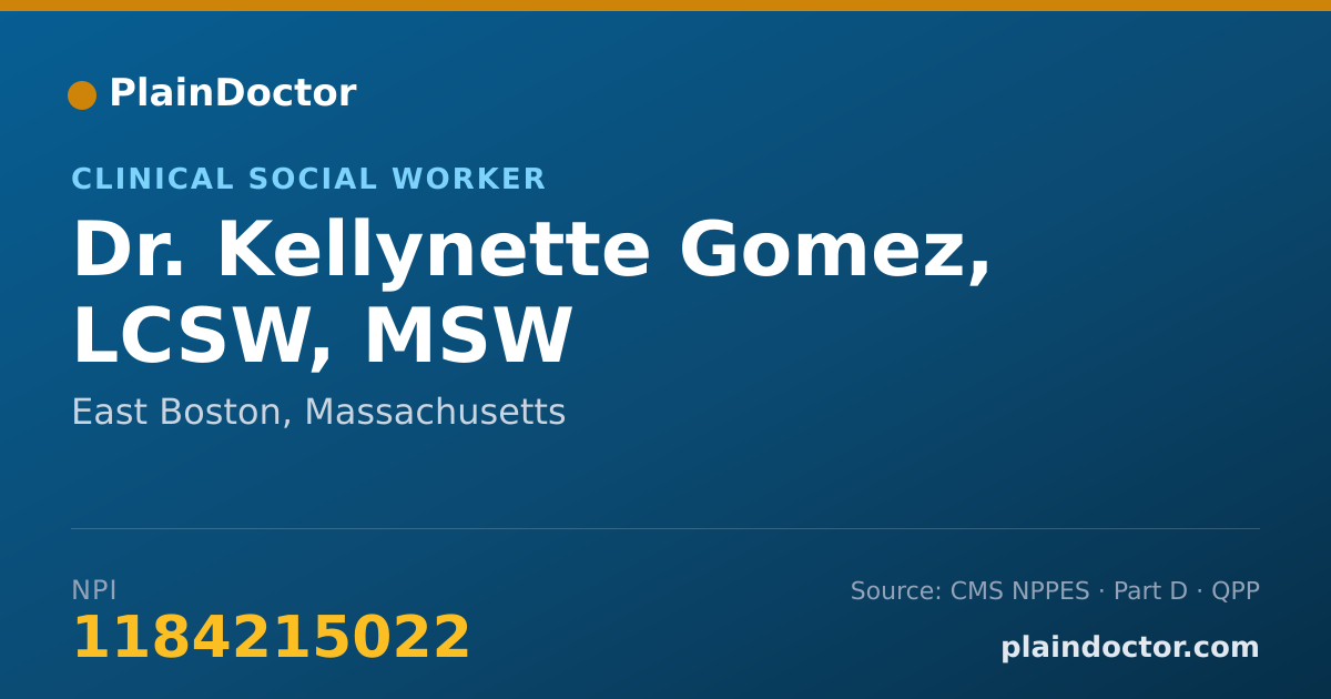 Shareable card for Kellynette Gomez, LCSW, MSW - Clinical Social Worker, East Boston, MA