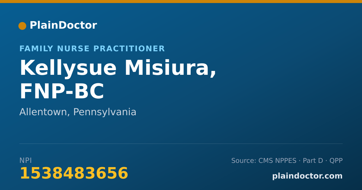 Shareable card for Kellysue Misiura, FNP-BC - Family Nurse Practitioner, Allentown, PA
