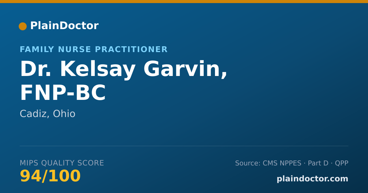 Shareable card for Kelsay Garvin, FNP-BC - Family Nurse Practitioner, Cadiz, OH