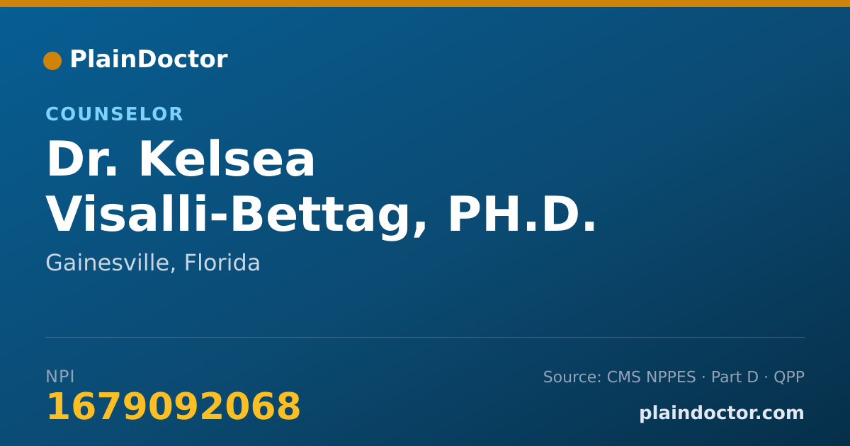 Shareable card for Kelsea Visalli-Bettag, PH.D. - Counselor, Gainesville, FL