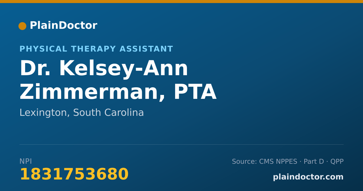 Shareable card for Kelsey-Ann Zimmerman, PTA - Physical Therapy Assistant, Lexington, SC