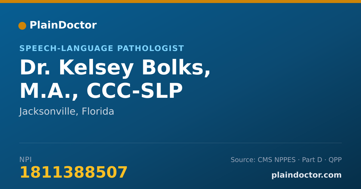 Shareable card for Kelsey Bolks, M.A., CCC-SLP - Speech-Language Pathologist, Jacksonville, FL