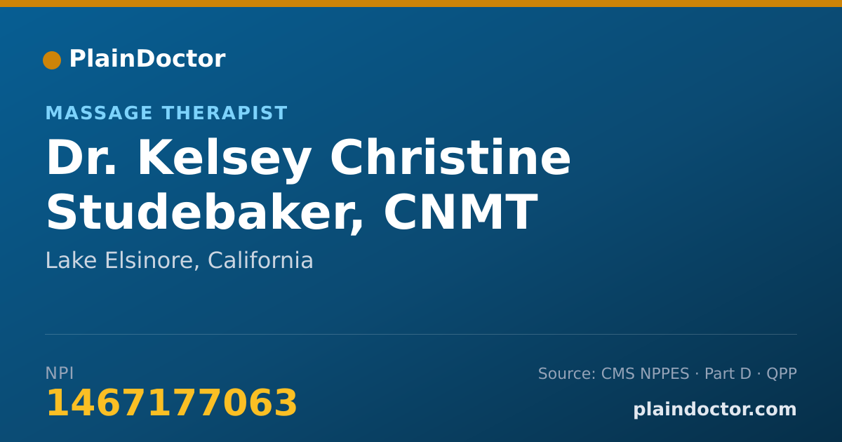Shareable card for Kelsey Christine Studebaker, CNMT - Massage Therapist, Lake Elsinore, CA