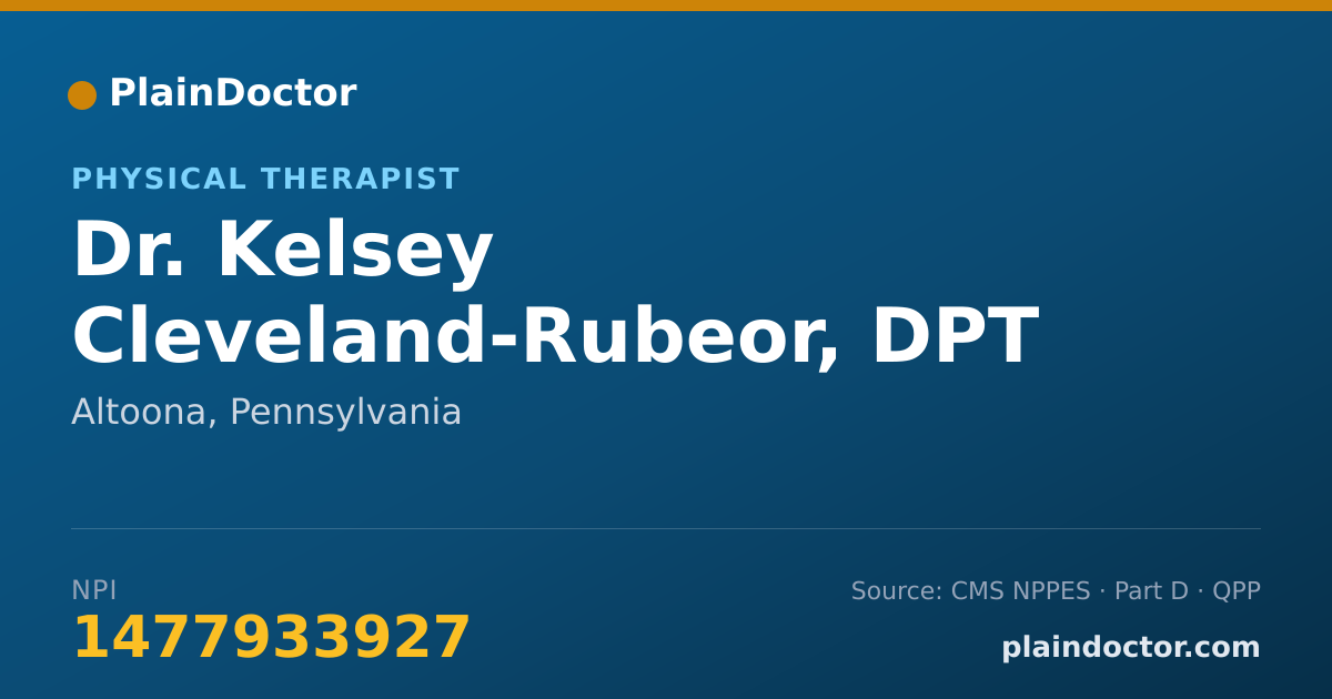 Shareable card for Kelsey Cleveland-Rubeor, DPT - Physical Therapist, Altoona, PA