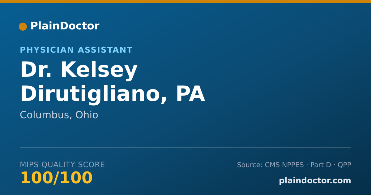 Shareable card for Kelsey Dirutigliano, PA - Physician Assistant, Columbus, OH