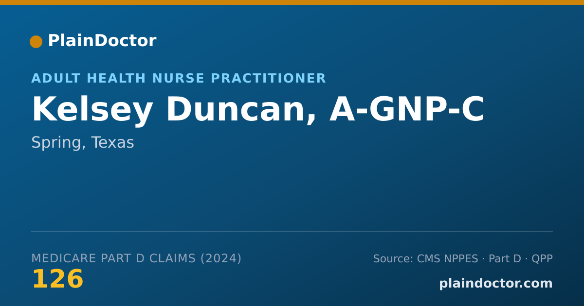 Shareable card for Kelsey Duncan, A-GNP-C - Adult Health Nurse Practitioner, Spring, TX