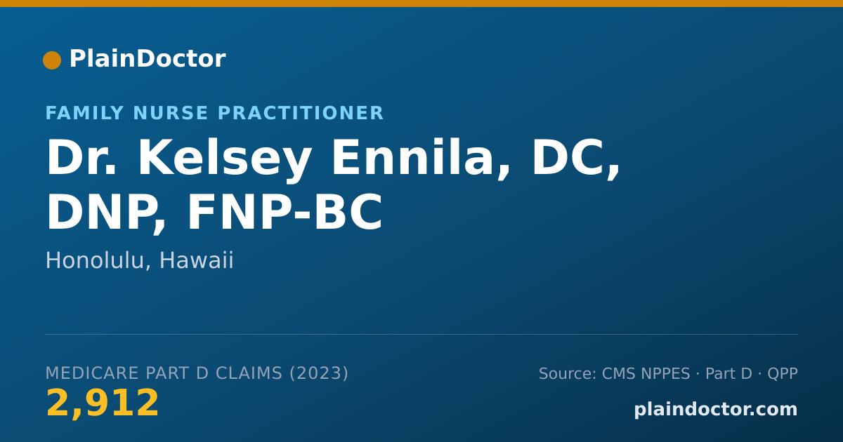 Shareable card for Kelsey Ennila, DC, DNP, FNP-BC - Family Nurse Practitioner, Honolulu, HI