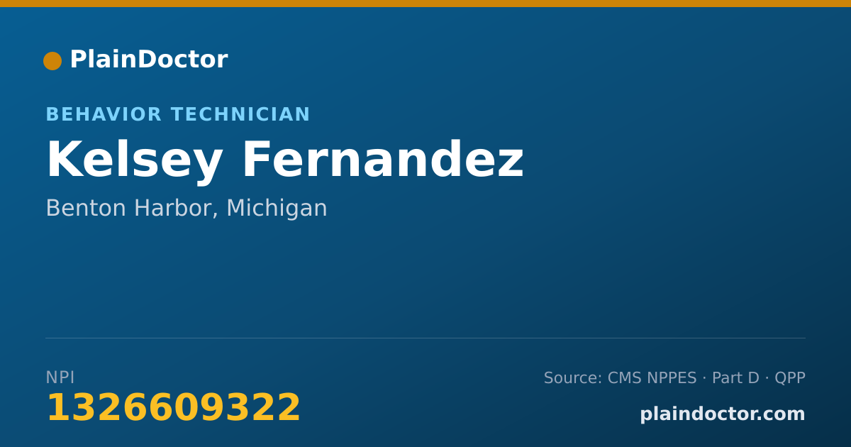 Shareable card for Kelsey Fernandez - Behavior Technician, Benton Harbor, MI