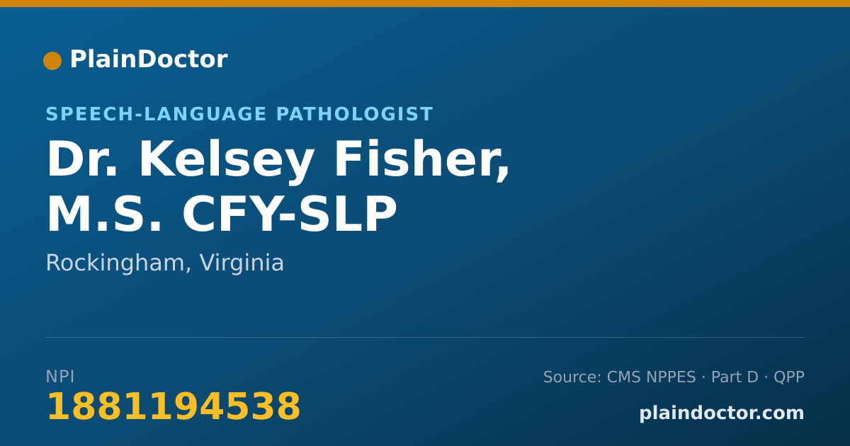 Shareable card for Kelsey Fisher, M.S. CFY-SLP - Speech-Language Pathologist, Rockingham, VA