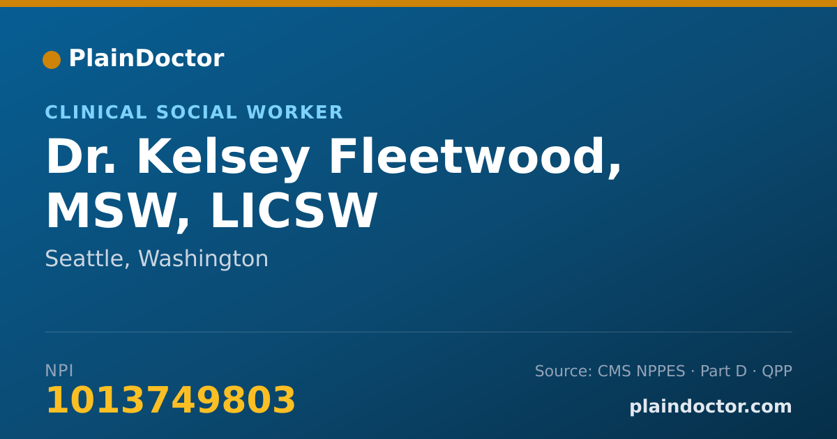 Shareable card for Kelsey Fleetwood, MSW, LICSW - Clinical Social Worker, Seattle, WA