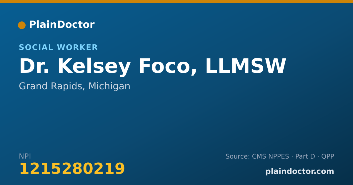 Shareable card for Kelsey Foco, LLMSW - Social Worker, Grand Rapids, MI