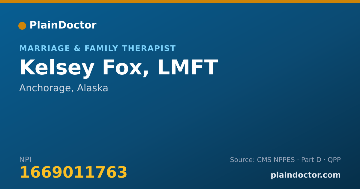 Shareable card for Kelsey Fox, LMFT - Marriage & Family Therapist, Anchorage, AK