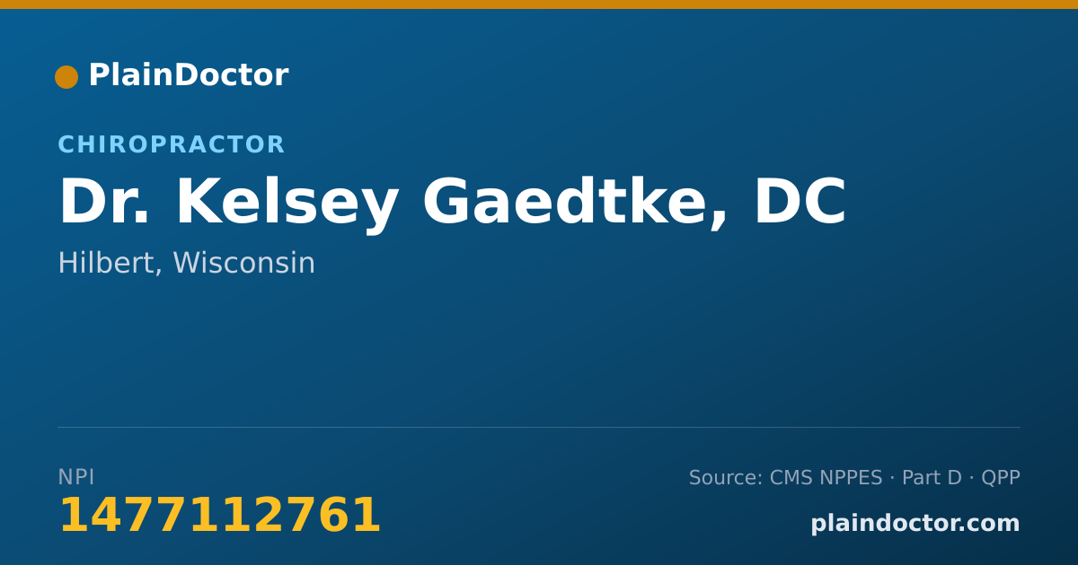 Shareable card for Kelsey Gaedtke, DC - Chiropractor, Hilbert, WI
