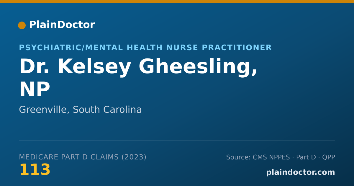 Shareable card for Kelsey Gheesling, NP - Psychiatric/Mental Health Nurse Practitioner, Greenville, SC