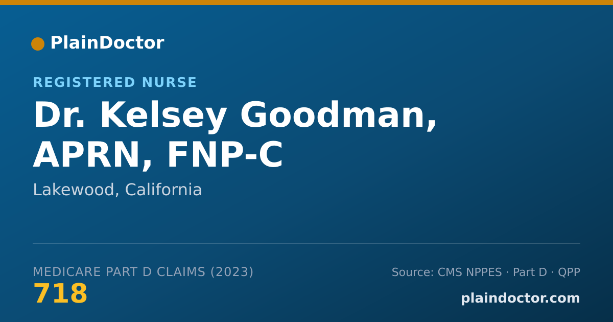 Shareable card for Kelsey Goodman, APRN, FNP-C - Registered Nurse, Lakewood, CA