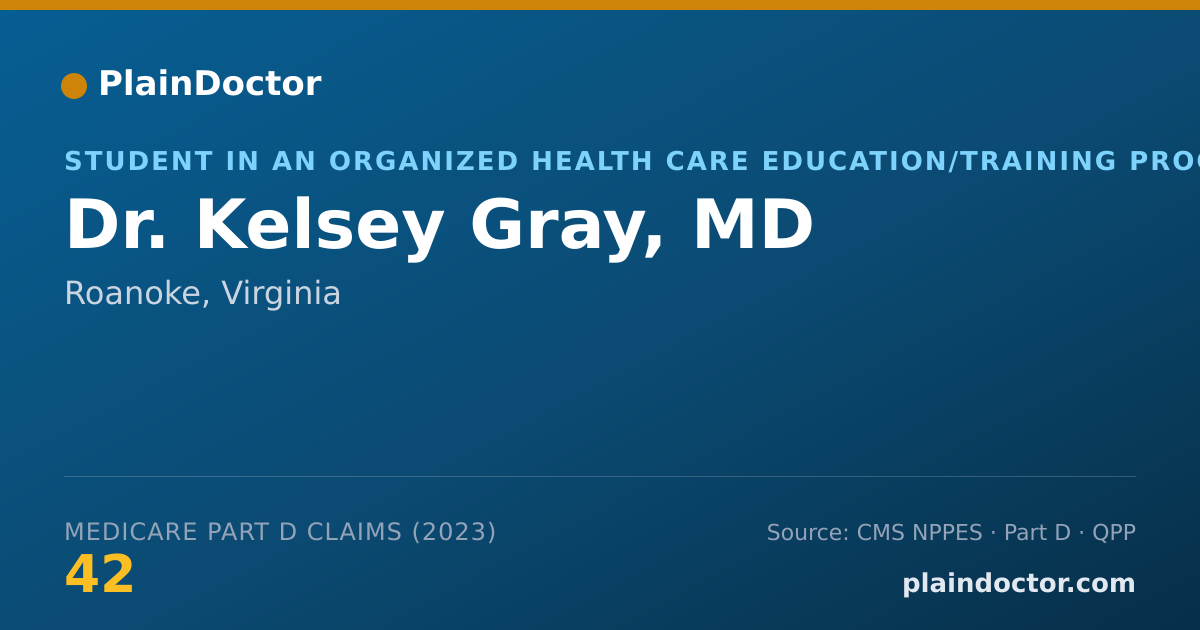 Shareable card for Kelsey Gray, MD - Student in an Organized Health Care Education/Training Program, Roanoke, VA