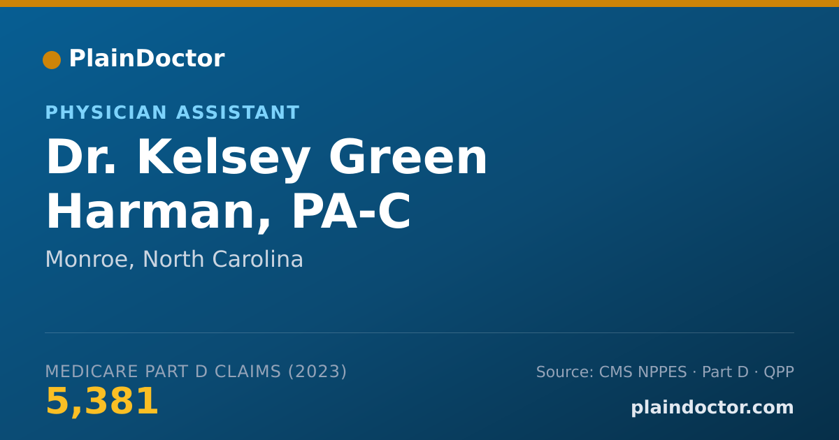 Shareable card for Kelsey Green Harman, PA-C - Physician Assistant, Monroe, NC