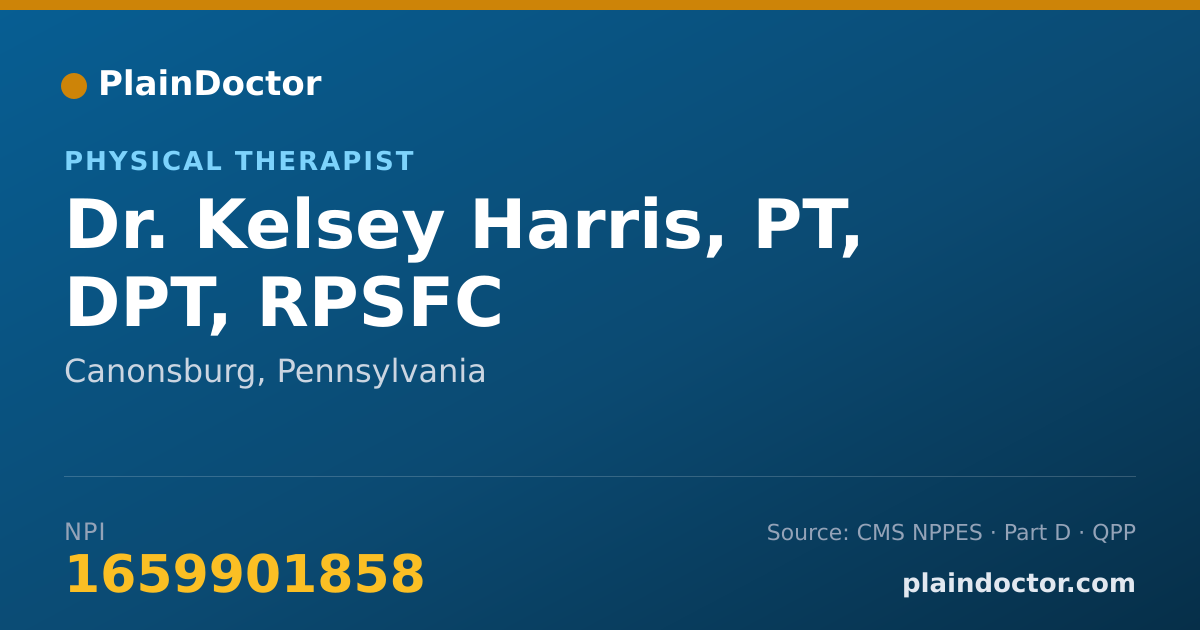 Shareable card for Kelsey Harris, PT, DPT, RPSFC - Physical Therapist, Canonsburg, PA