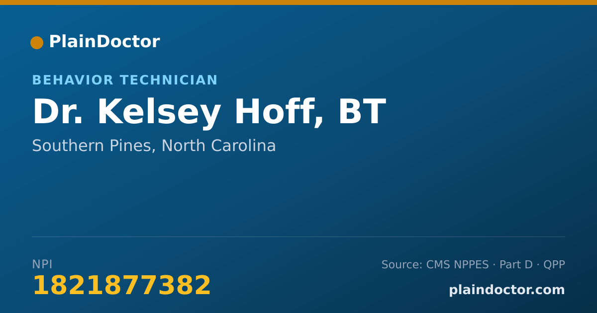 Shareable card for Kelsey Hoff, BT - Behavior Technician, Southern Pines, NC