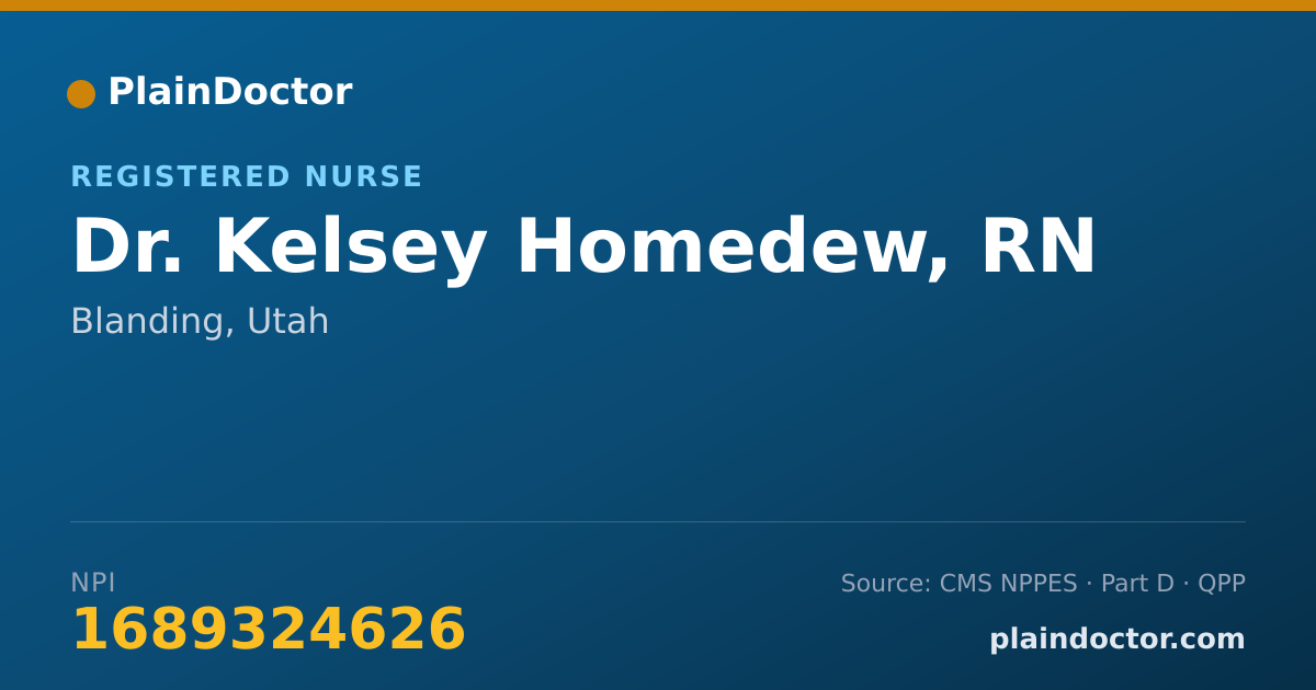 Shareable card for Kelsey Homedew, RN - Registered Nurse, Blanding, UT