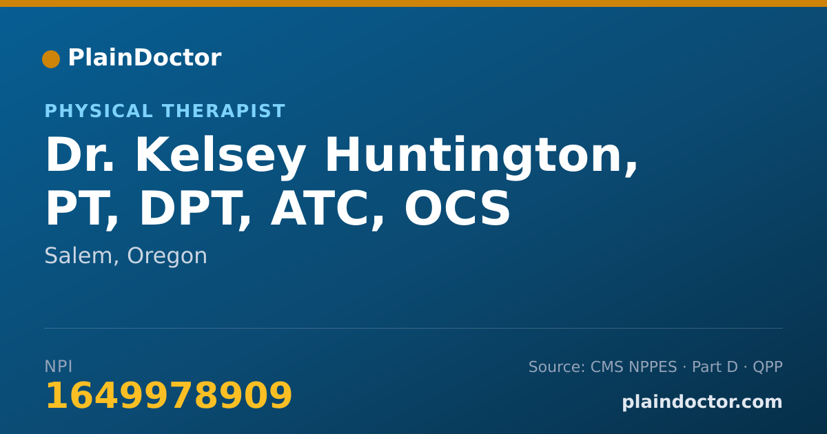 Shareable card for Kelsey Huntington, PT, DPT, ATC, OCS - Physical Therapist, Salem, OR