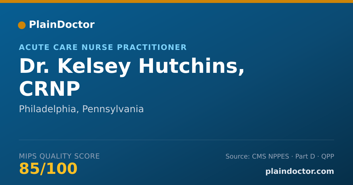 Shareable card for Kelsey Hutchins, CRNP - Acute Care Nurse Practitioner, Philadelphia, PA